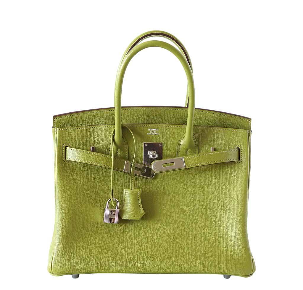 HermesBirkin 30 Vert Anis Chevre Bag