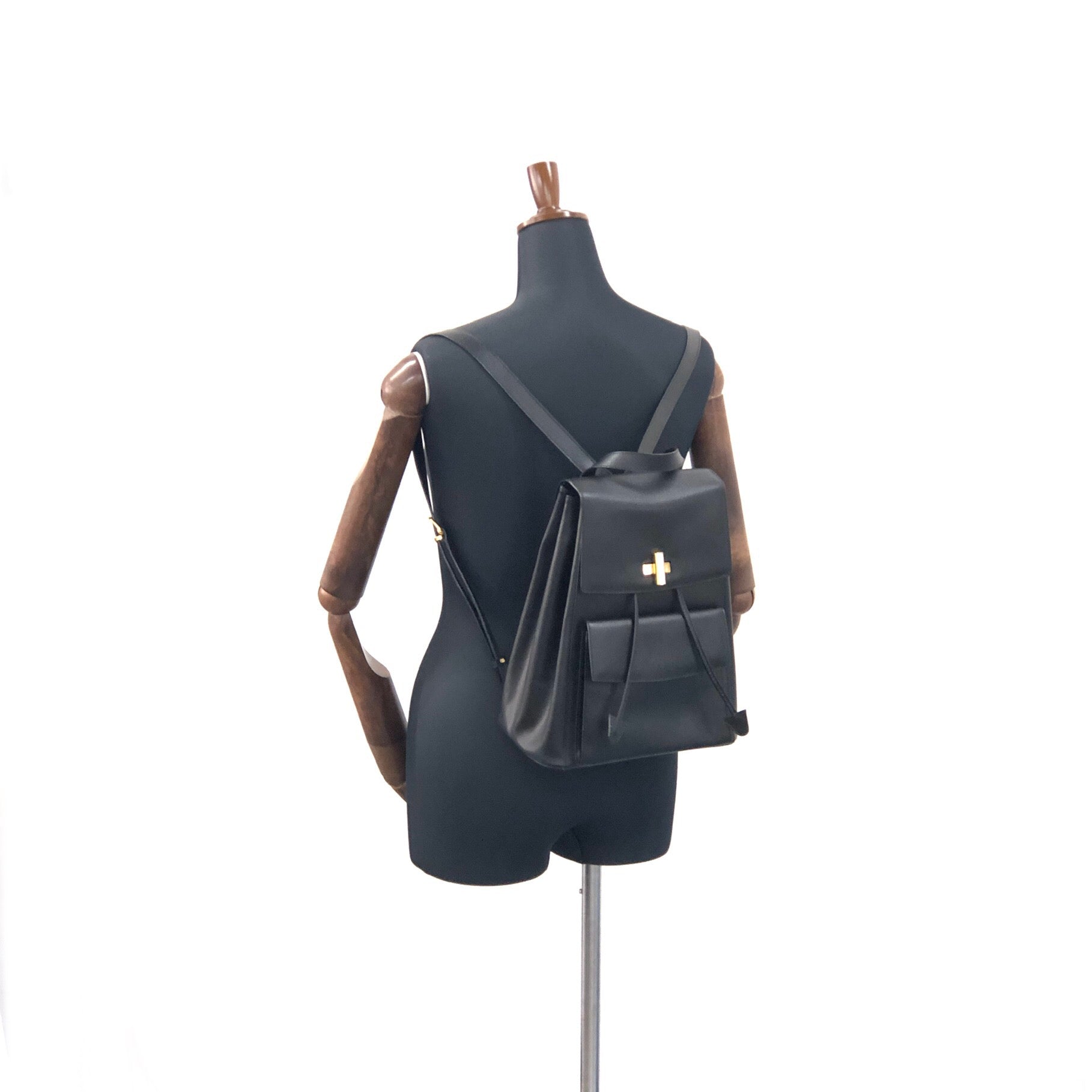 CELINE Turn Lock Leather Backpack Black y4kmst