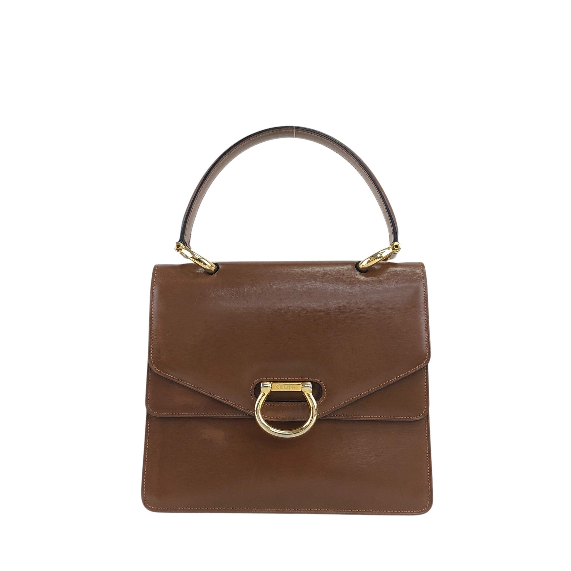 CELINE Horse Bit Double Flap Handbag Brown yxn6s8
