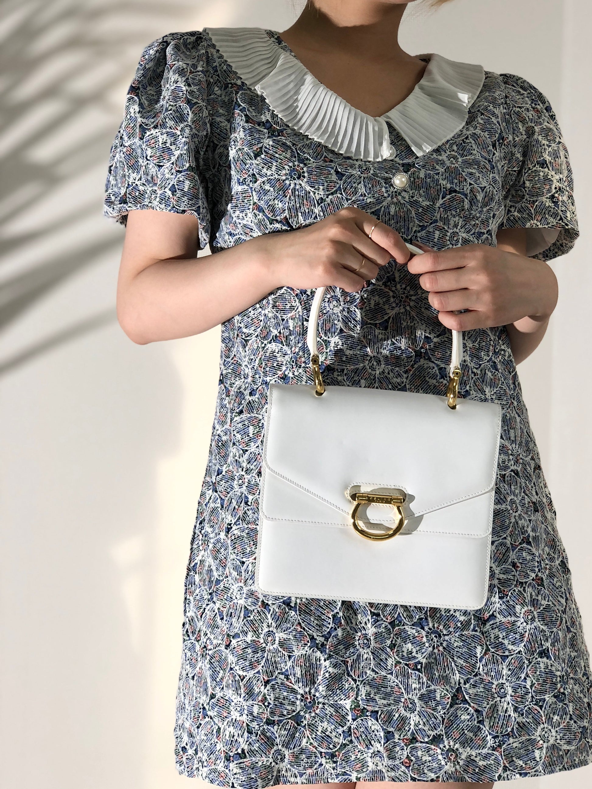 CELINE Horse bit Double Flap Leather Handbag White mxrdau