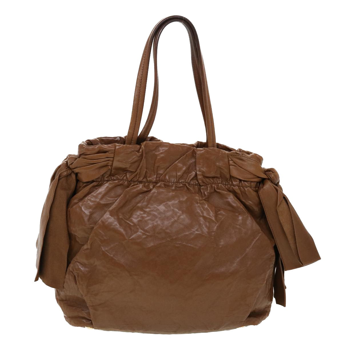 Prada Hand Bag Leather 2way Shoulder Bag Brown