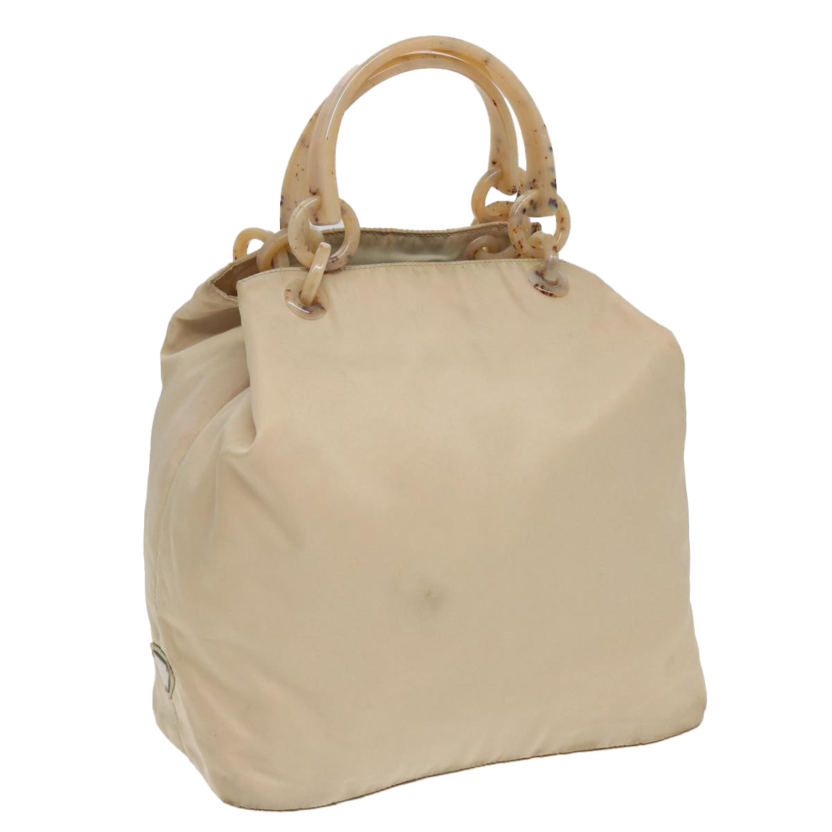 PRADA Hand Bag Nylon Beige Auth