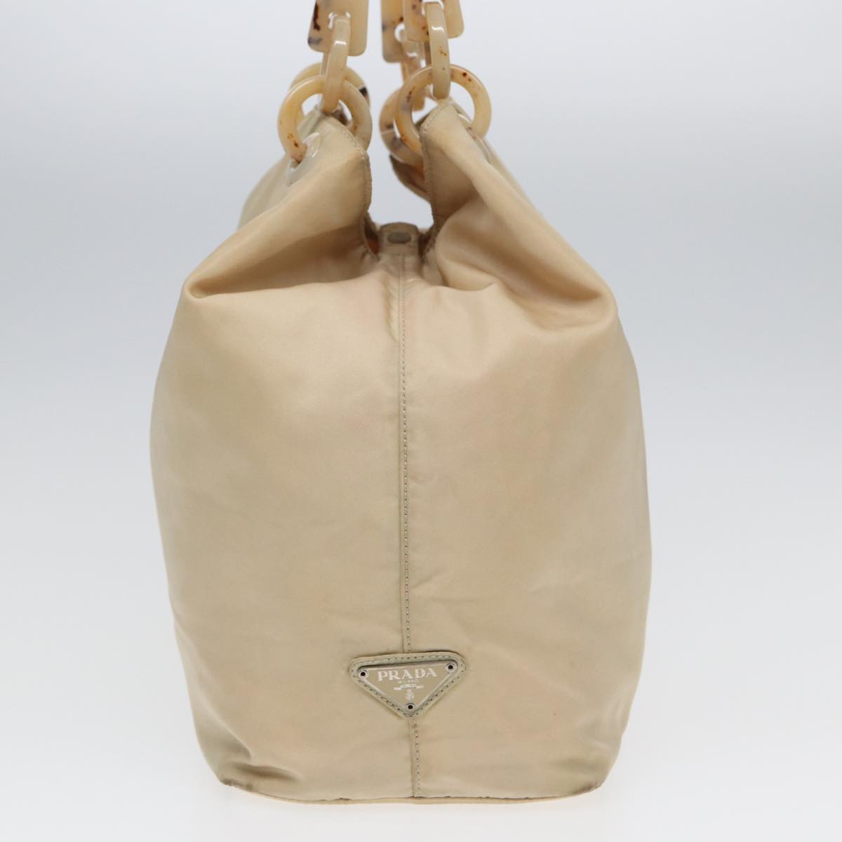 PRADA Hand Bag Nylon Beige Auth
