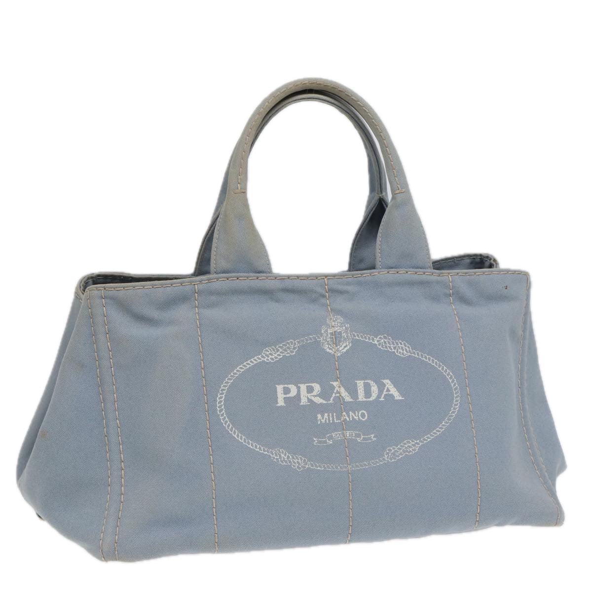 PRADA Canapa GM Hand Bag Canvas Light Blue Auth