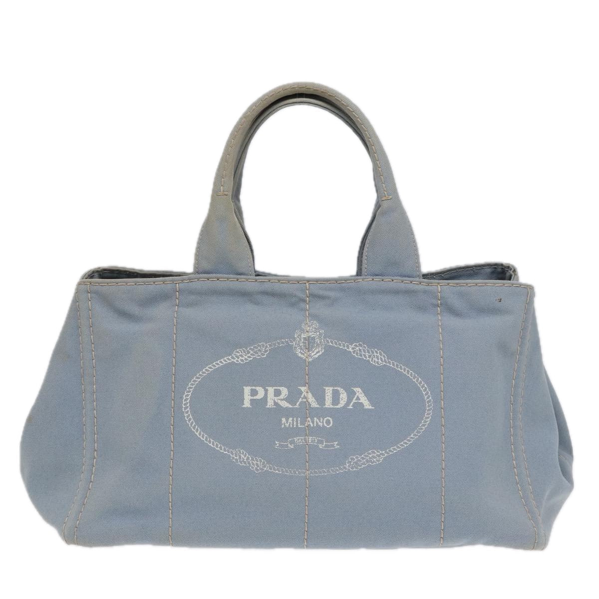 PRADA Canapa GM Hand Bag Canvas Light Blue Auth