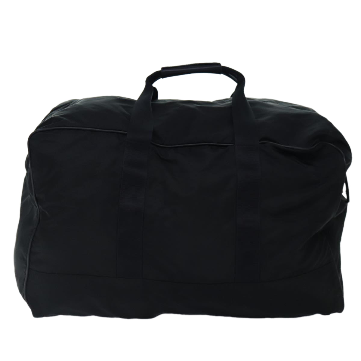 PRADA Boston Bag Nylon Black Silver Auth