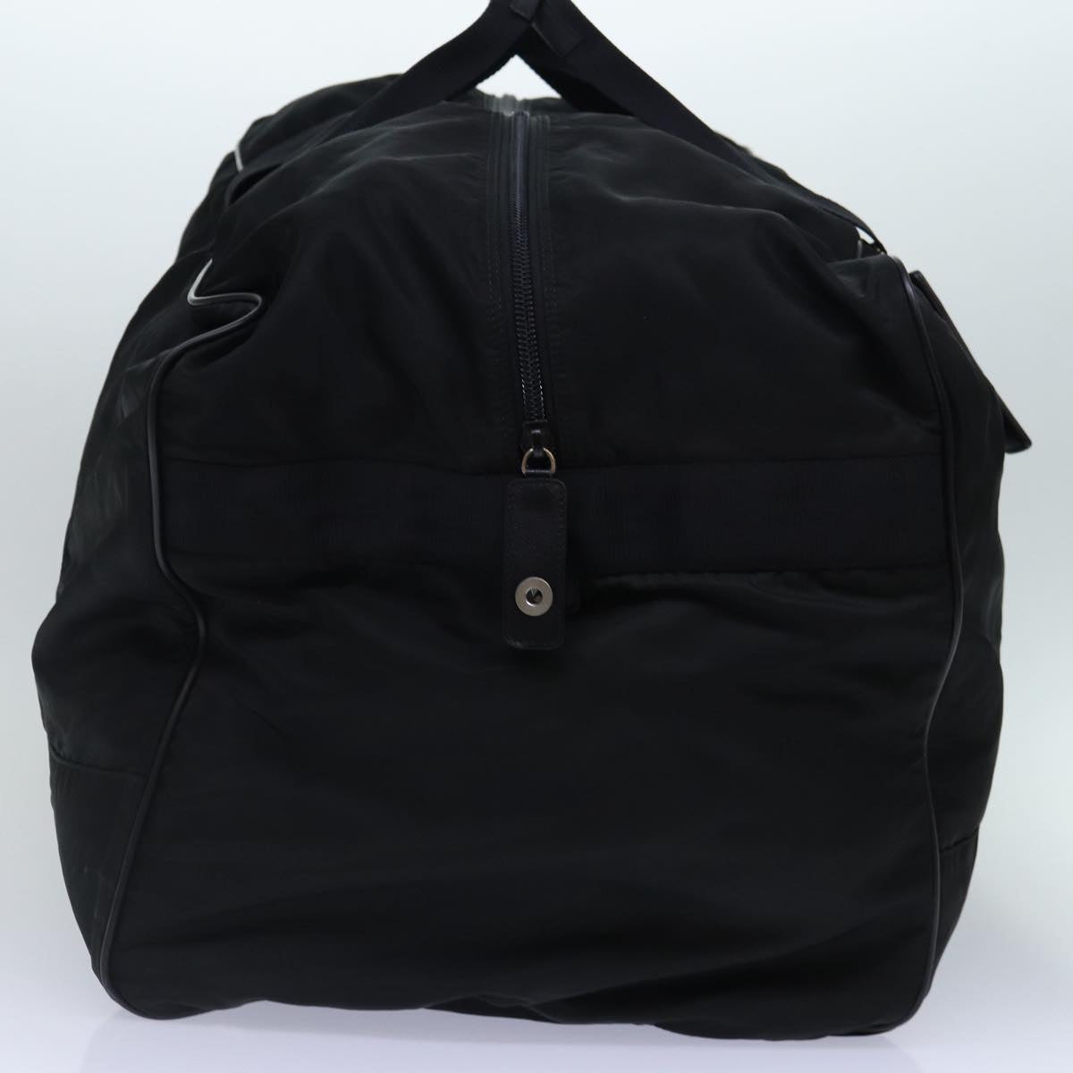 PRADA Boston Bag Nylon Black Silver Auth