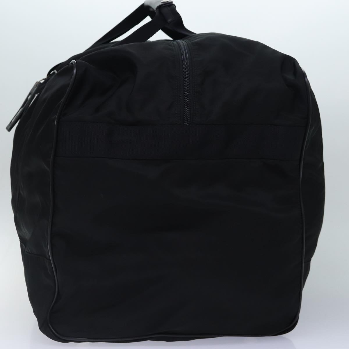 PRADA Boston Bag Nylon Black Silver Auth