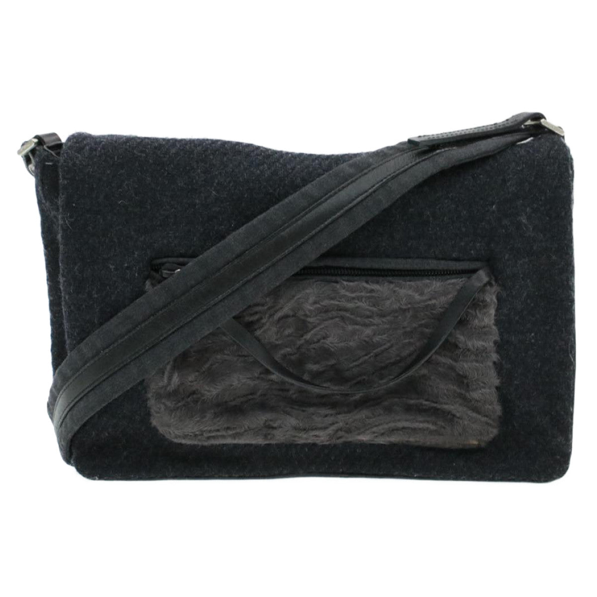 Prada Suede Shoulder Bag Black