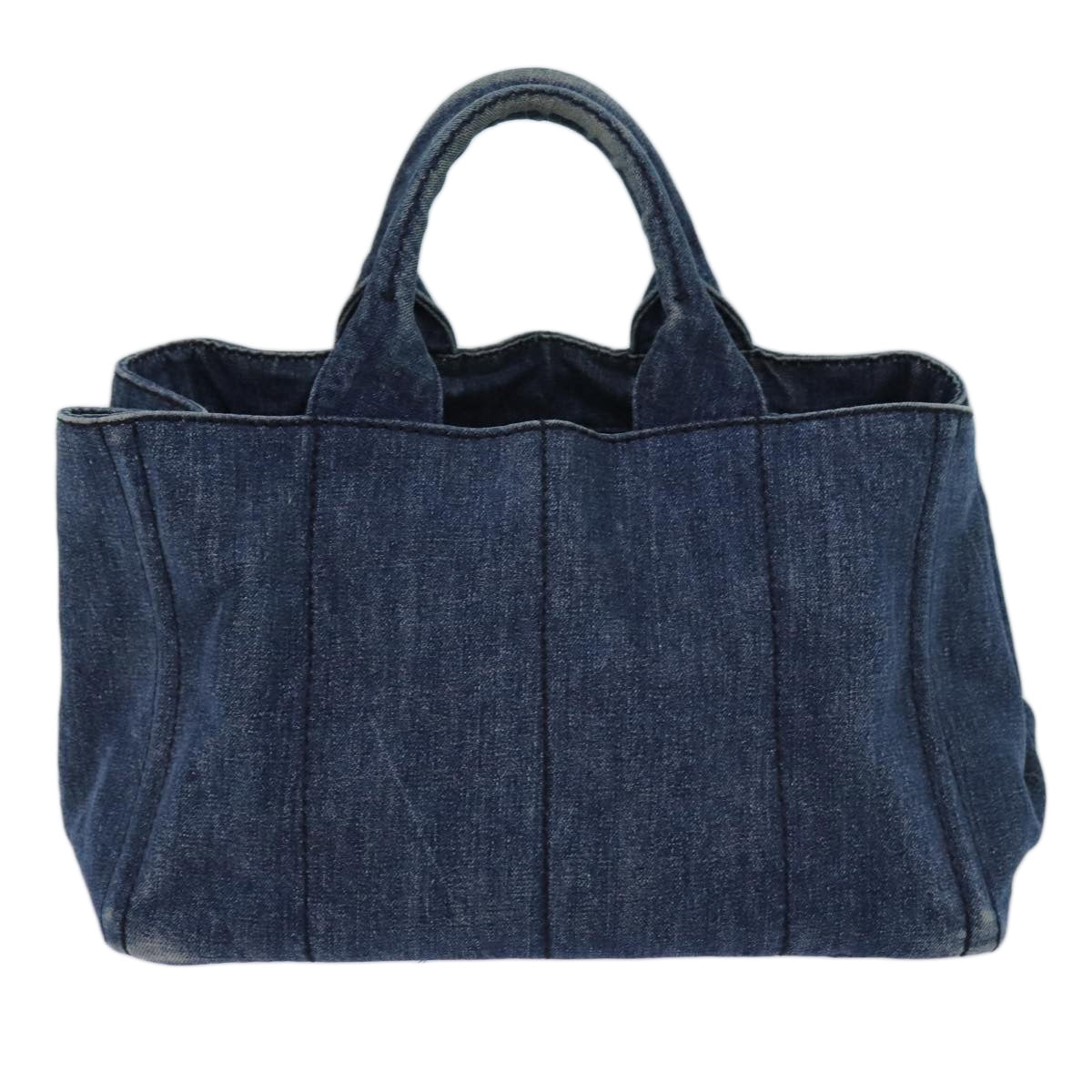 PRADA Canapa MM Hand Bag Denim Blue Auth