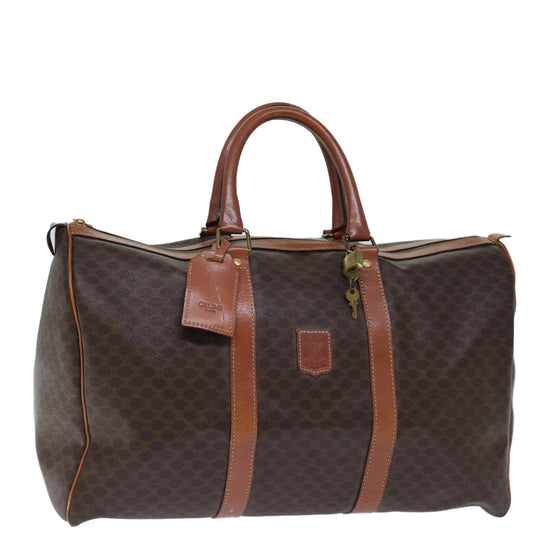 Luxury CELINE Macadam Canvas Boston Bag PVC Brown 12245