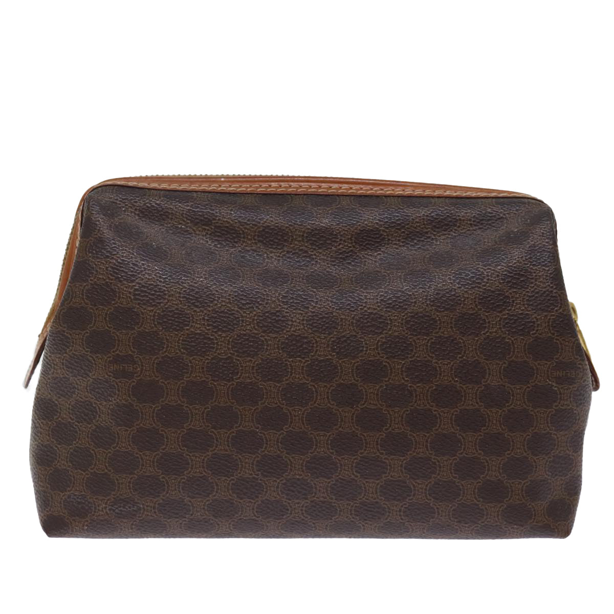 Luxury CELINE Macadam Canvas Pouch PVC Brown 12385