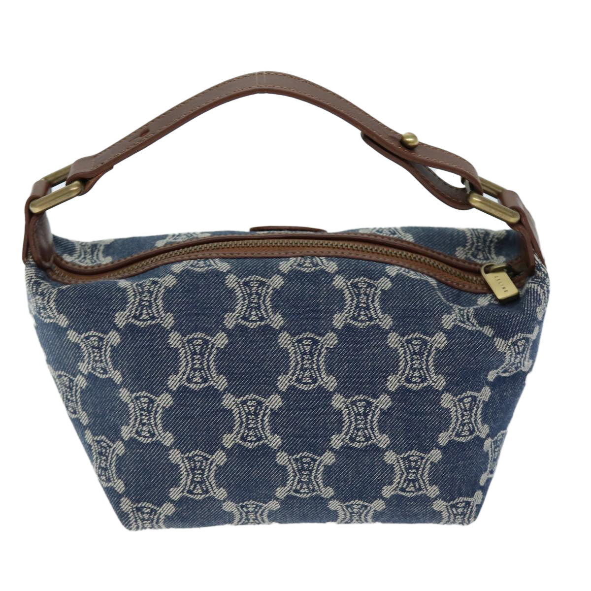 Luxury CELINE Paris Macadam Canvas Hand Bag Blue 12656A