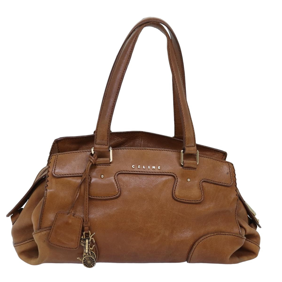 Luxury CELINE Shoulder Bag Leather Brown 12798