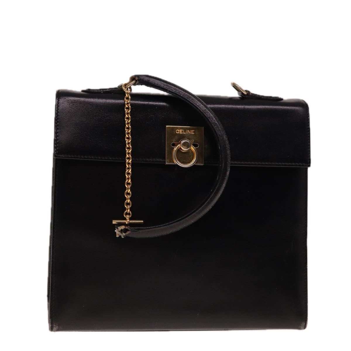 Luxury CELINE Hand Bag Leather Black 12969