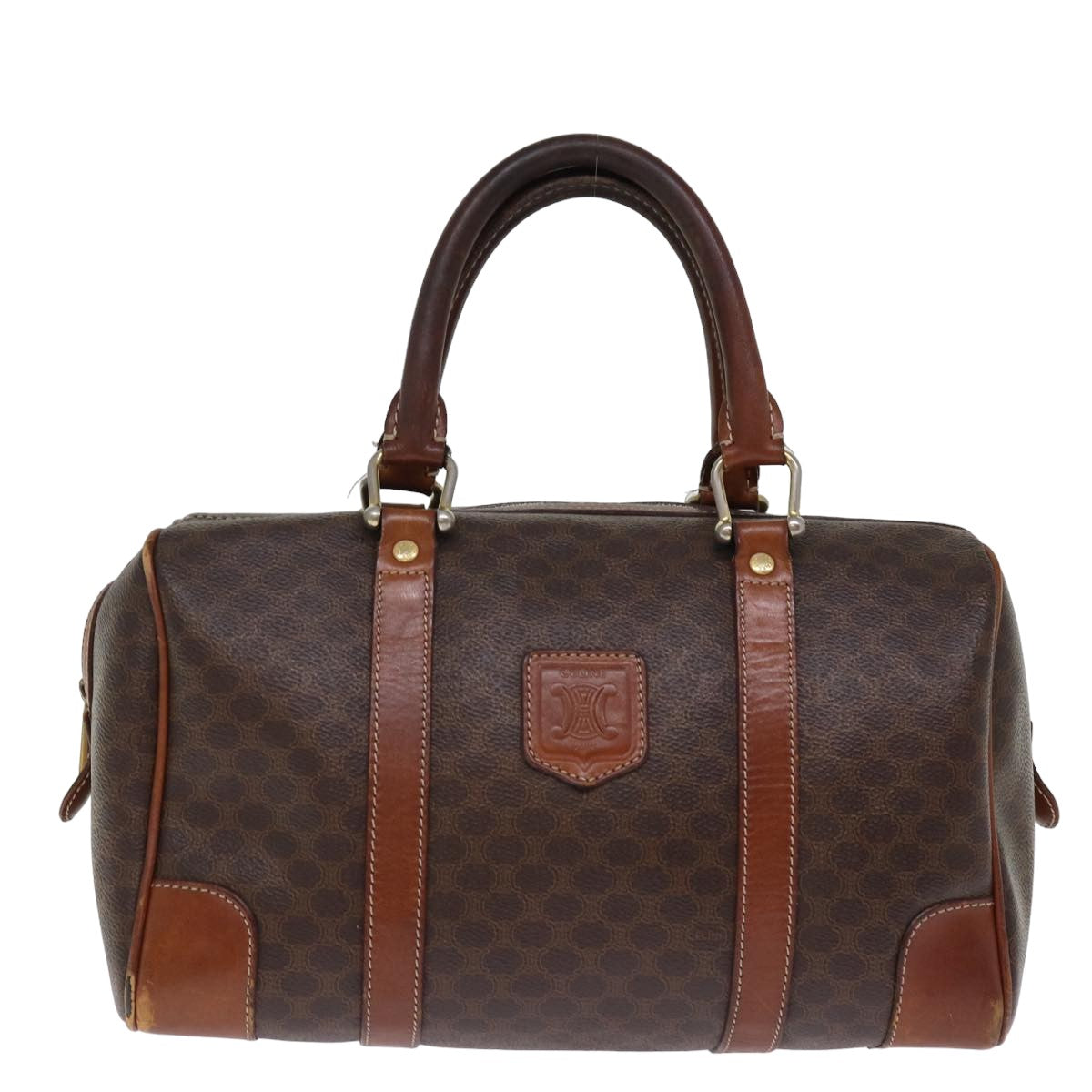 Luxury CELINE Macadam Canvas Hand Bag PVC Leather Brown 13003