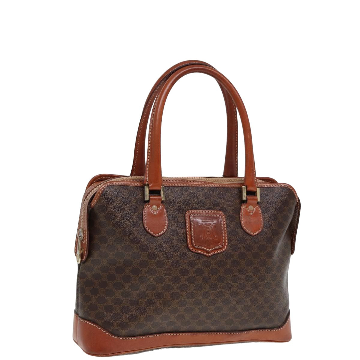 Luxury CELINE Macadam Canvas Hand Bag PVC Leather Brown 13181