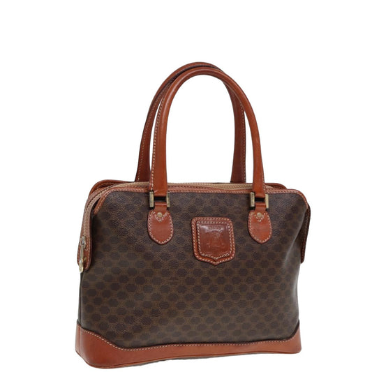 Luxury CELINE Macadam Canvas Hand Bag PVC Leather Brown 13181
