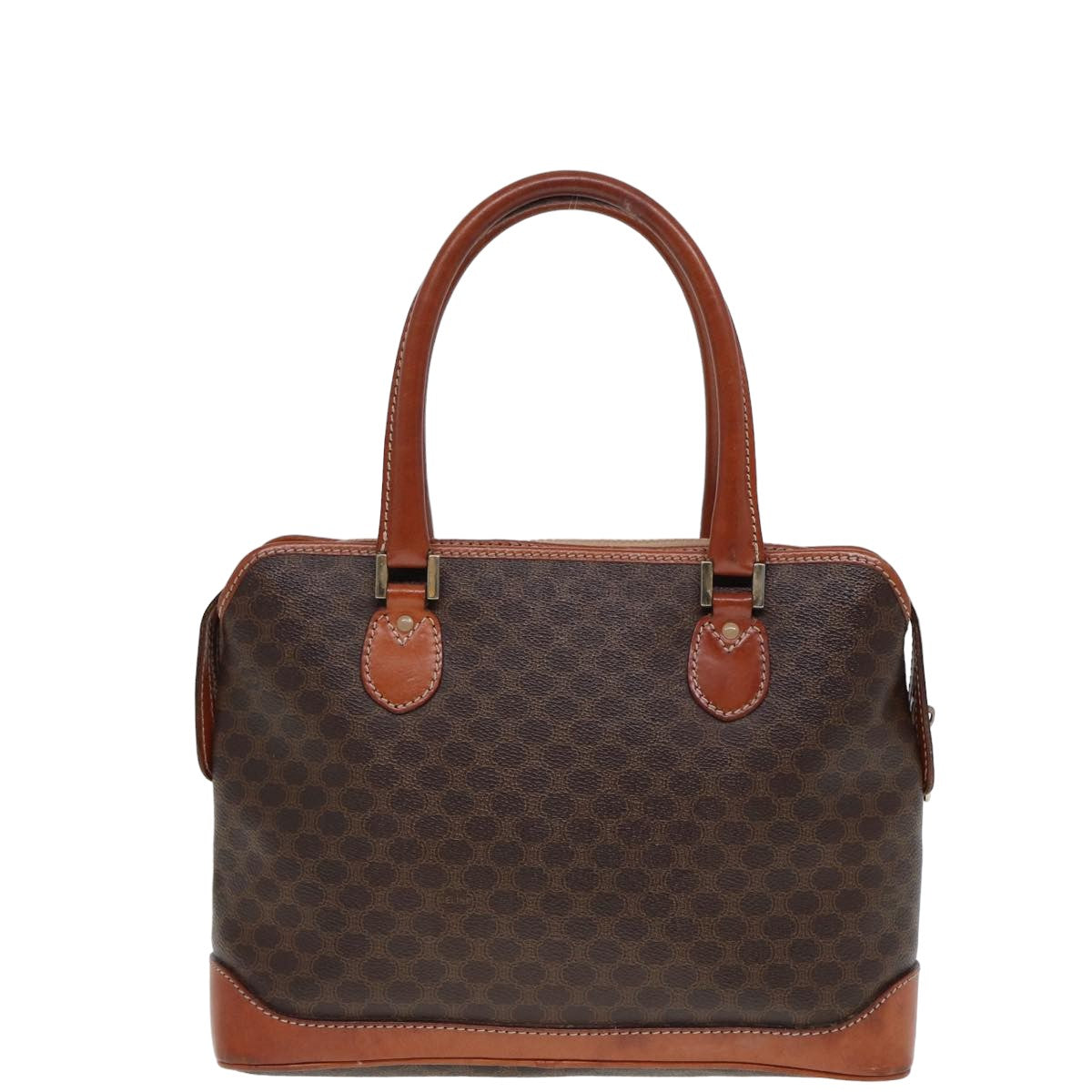 Luxury CELINE Macadam Canvas Hand Bag PVC Leather Brown 13181
