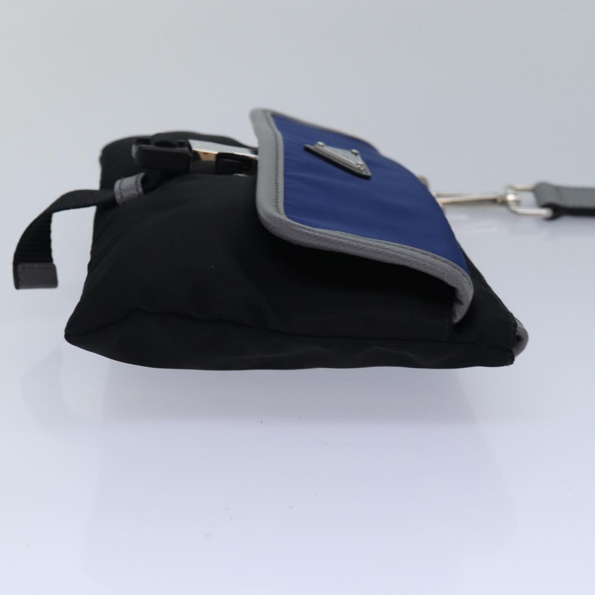 PRADA Clutch Bag Nylon Black Blue Auth