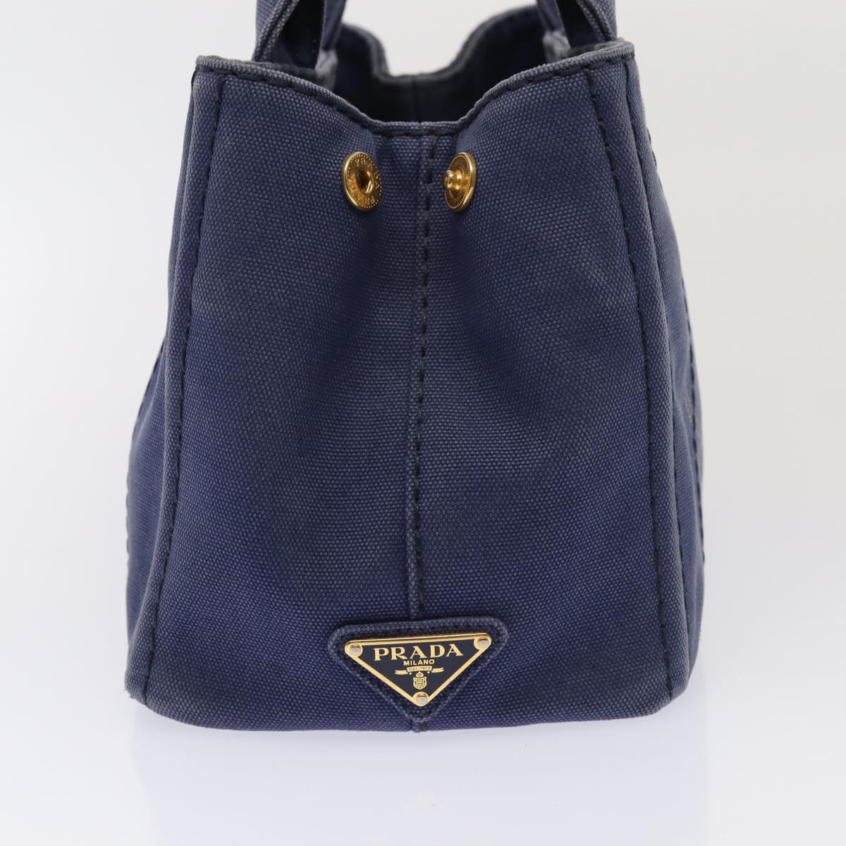 PRADA Canapa PM Hand Bag Canvas Navy Auth