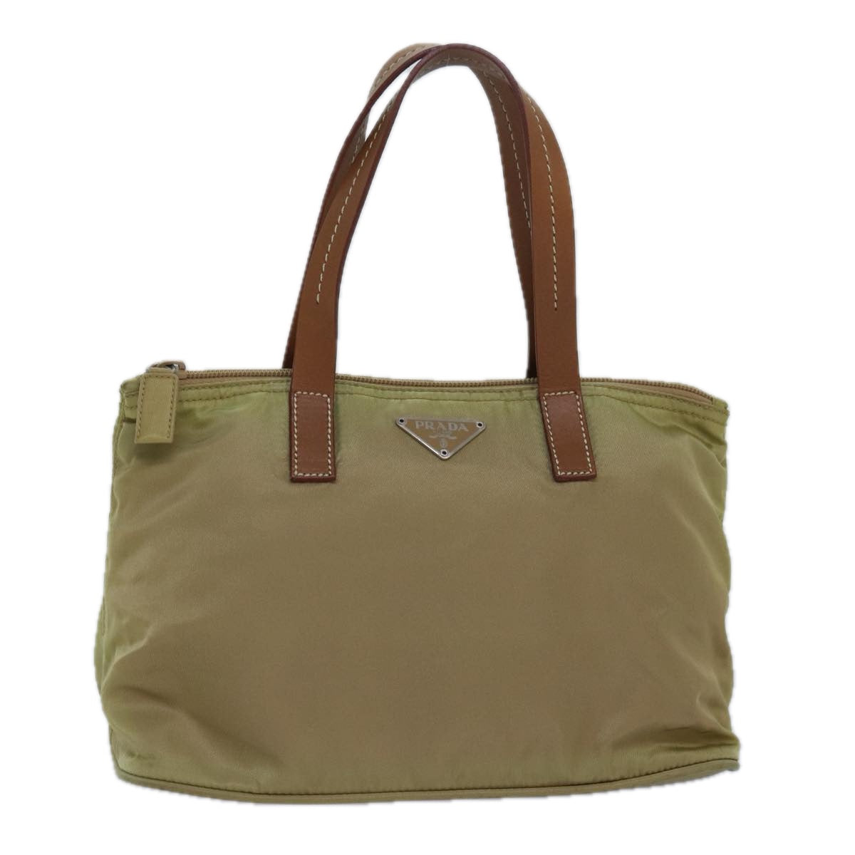 PRADA Hand Bag Nylon Beige Auth