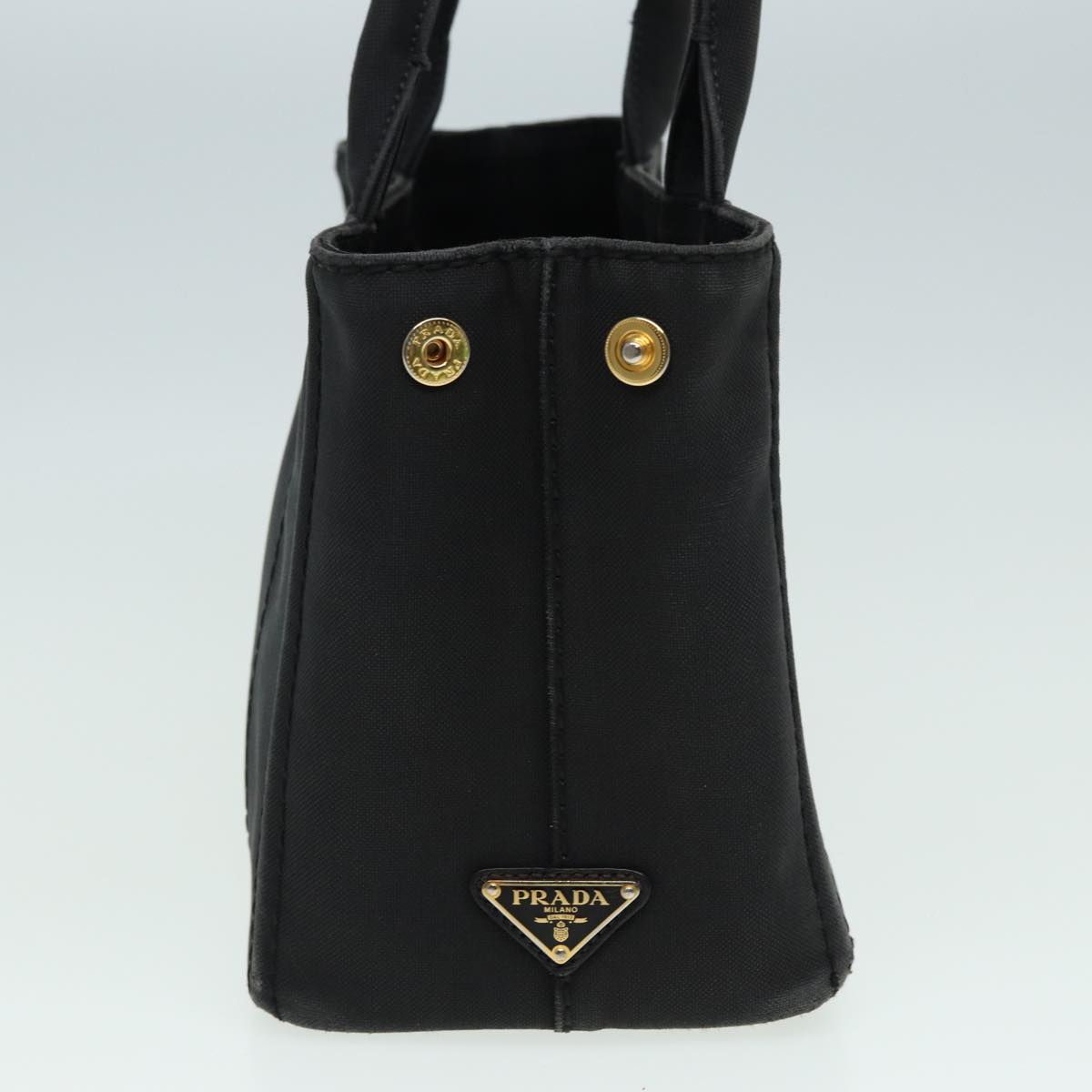 PRADA Canapa PM Hand Bag Canvas Black Auth