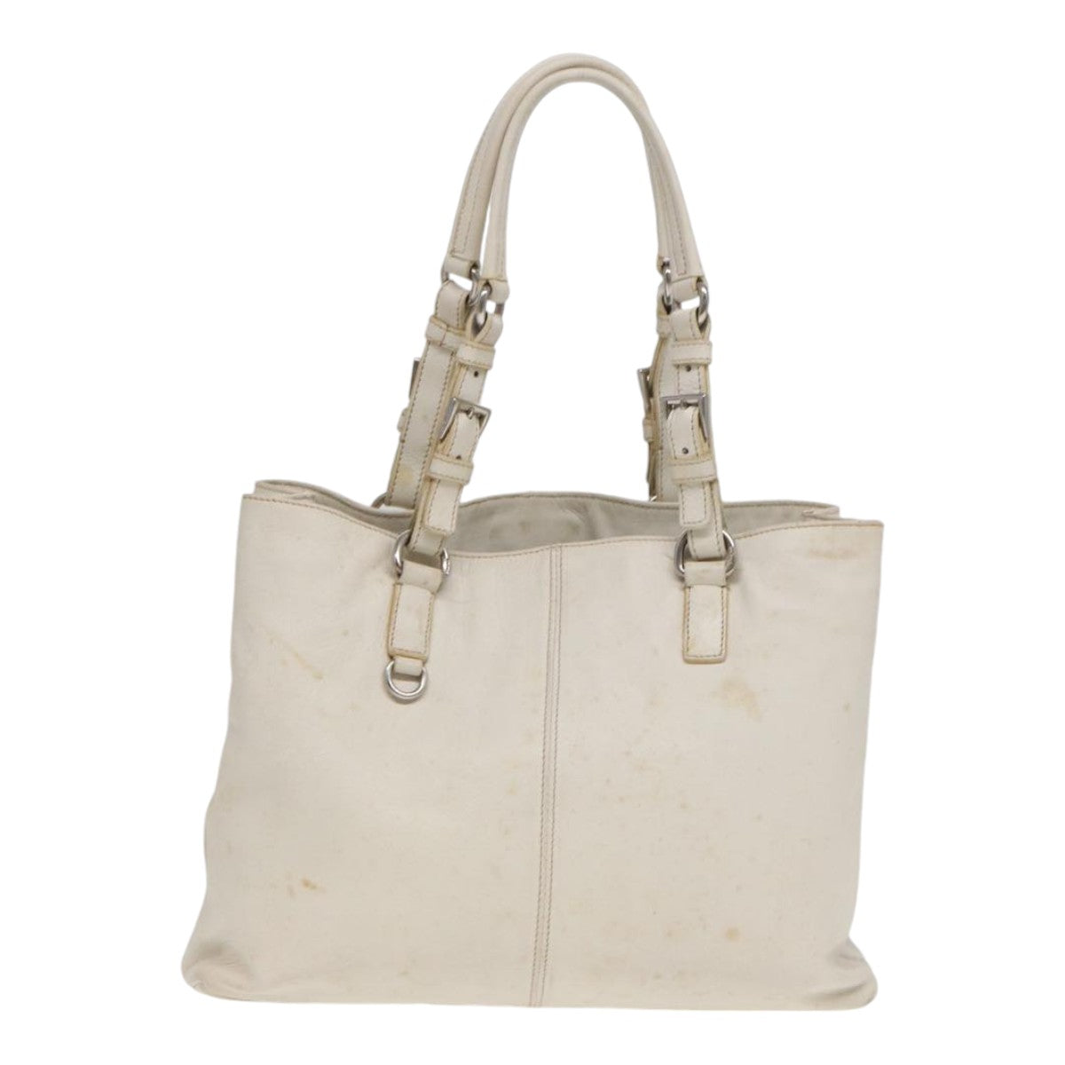 PRADA Tote Bag Leather 2way White Auth