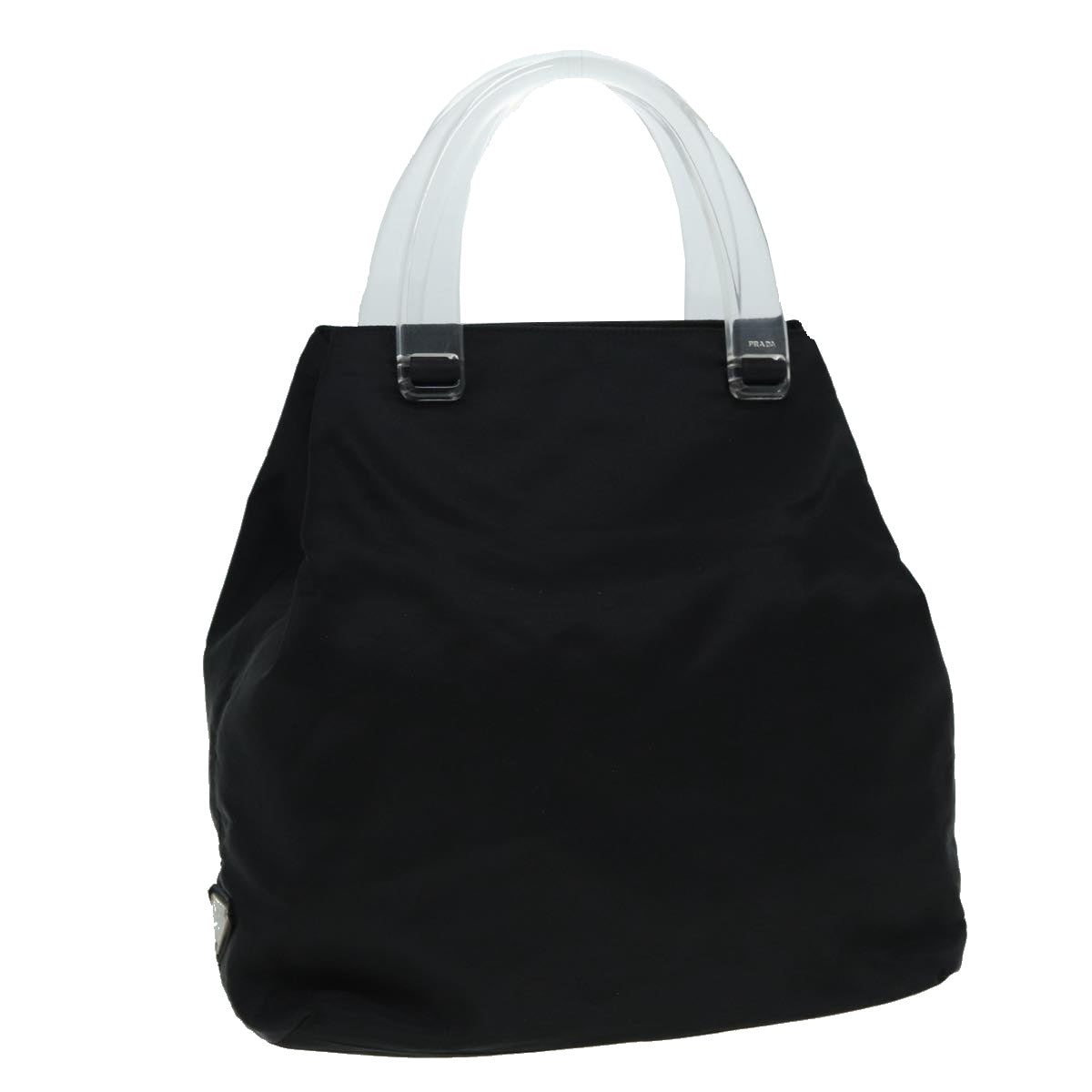 PRADA Hand Bag Nylon Black Silver Auth