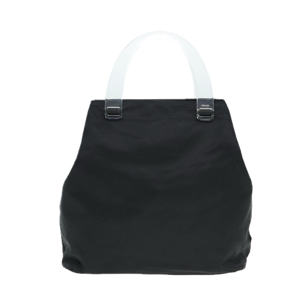 PRADA Hand Bag Nylon Black Silver Auth