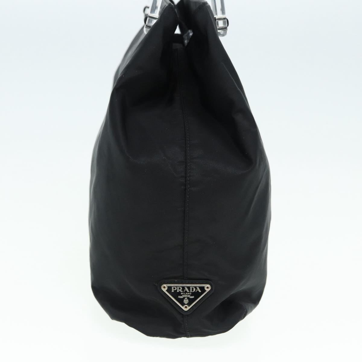 PRADA Hand Bag Nylon Black Silver Auth
