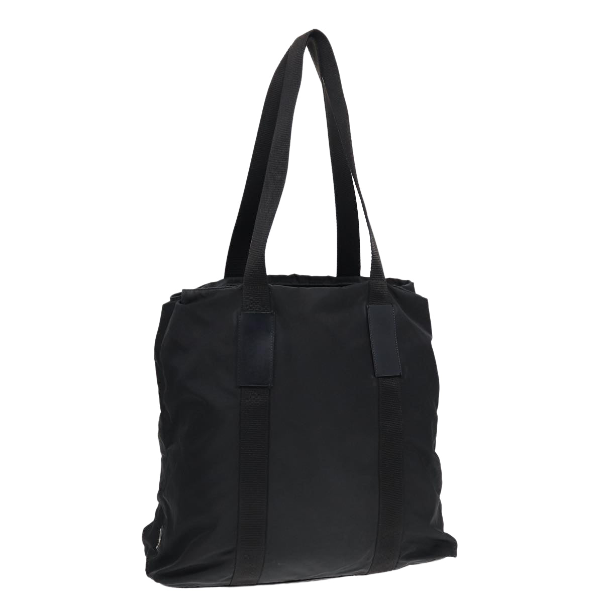PRADA Tote Bag Nylon Black Silver Auth