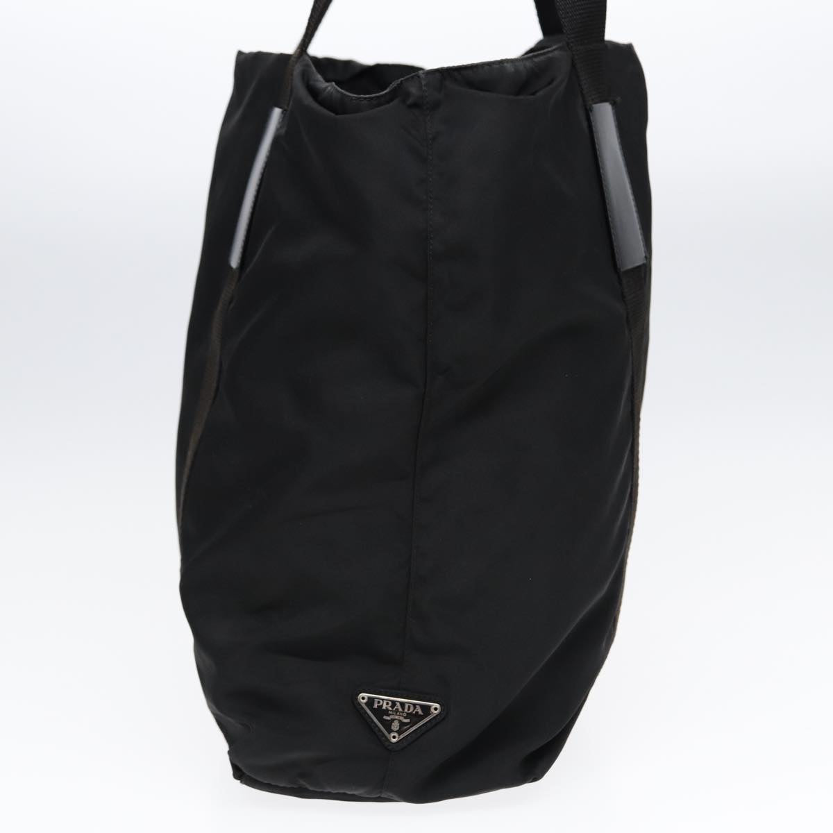 PRADA Tote Bag Nylon Black Silver Auth