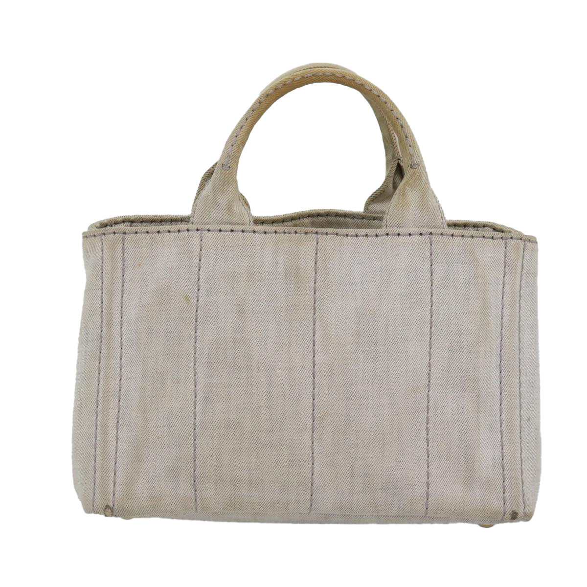 PRADA Canapa PM Hand Bag Denim Gold White Auth