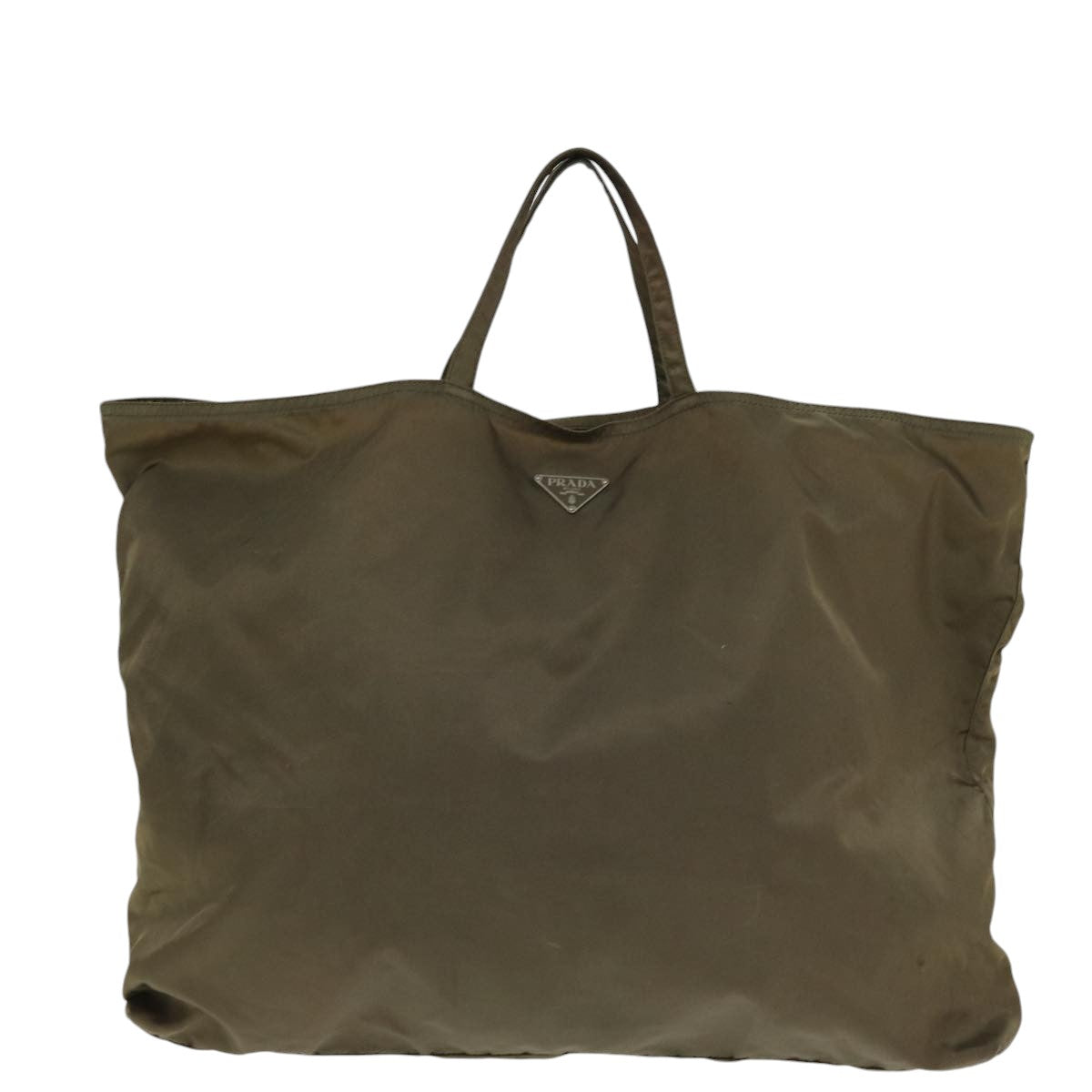 PRADA Tote Bag Nylon Brown Silver Auth