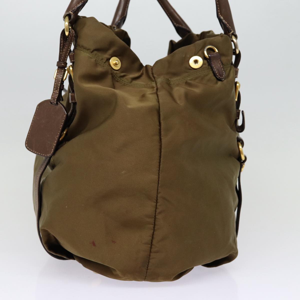 PRADA Tote Bag Nylon Gold Brown Auth