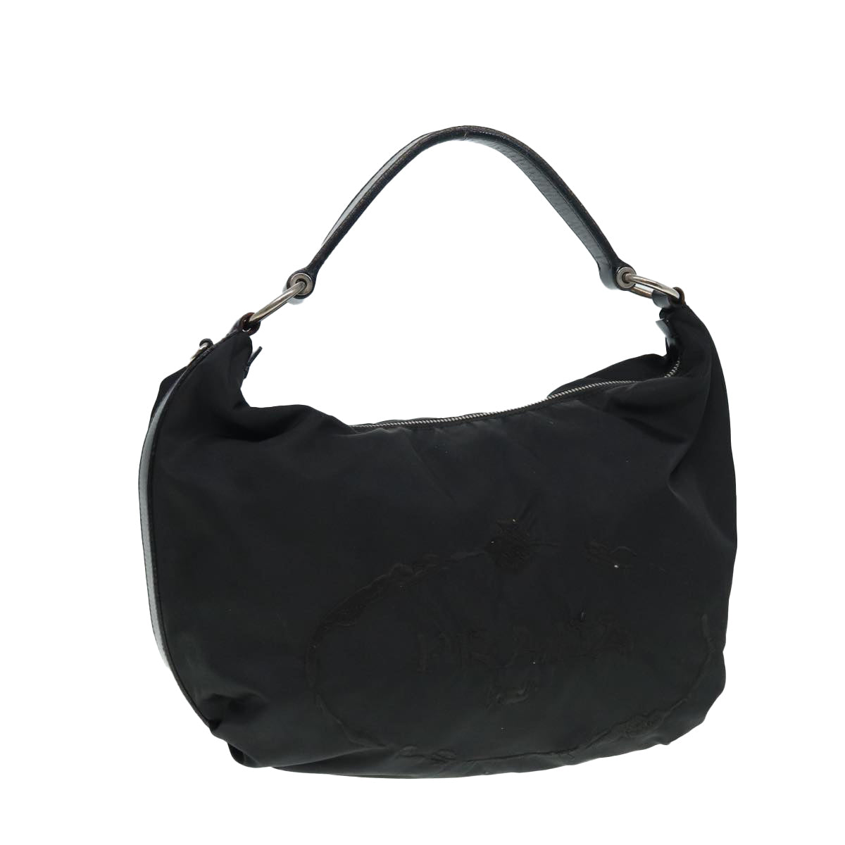 PRADA Shoulder Bag Nylon Black Silver Auth