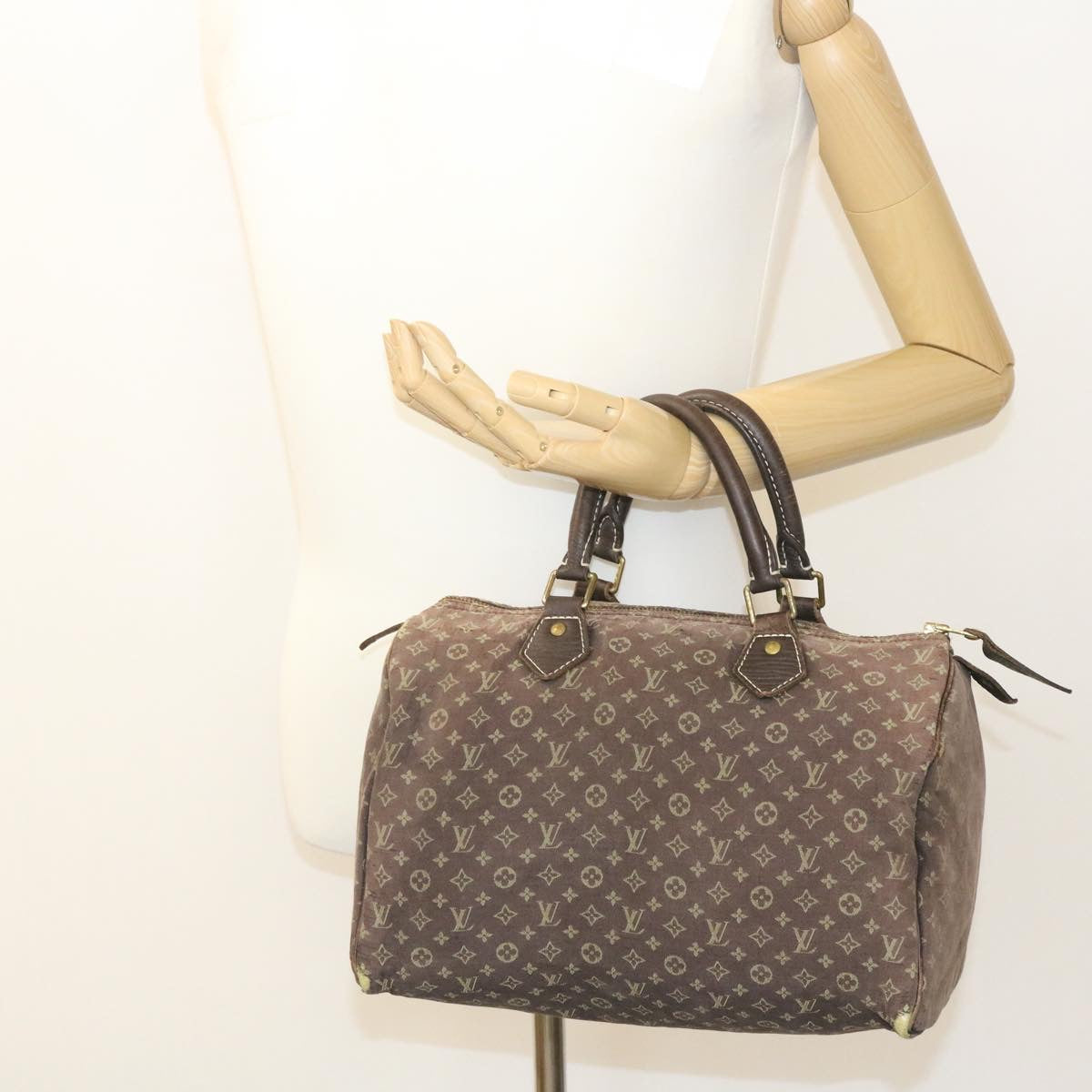 LOUIS VUITTON Monogram Mini Lin 30 Hand Bag Ebene M95224 LV yk3378