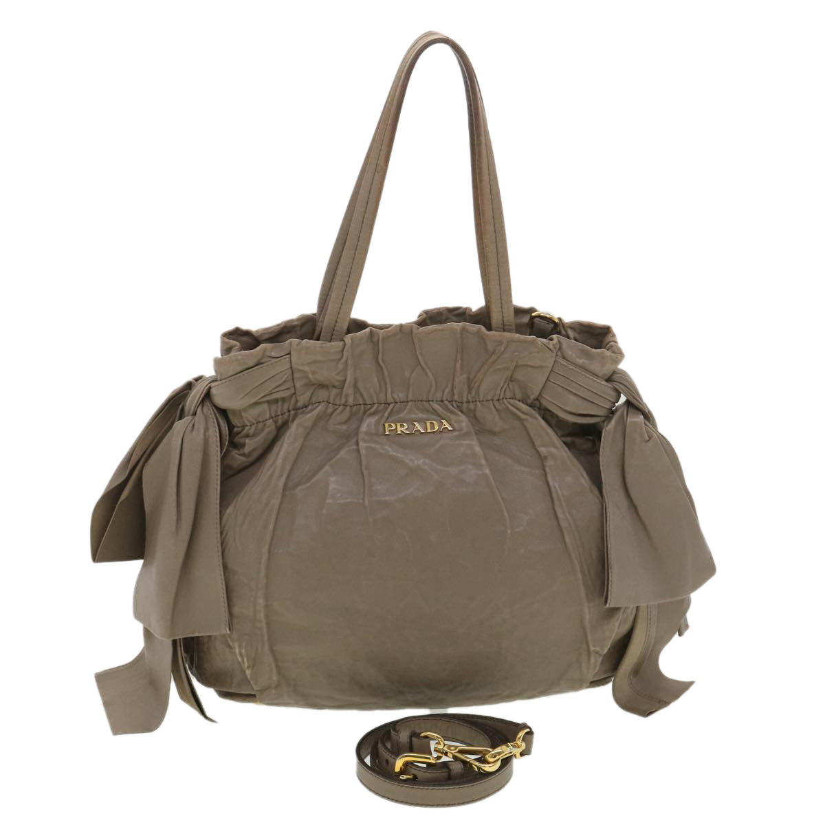 Prada Hand Bag Leather 2way Gray