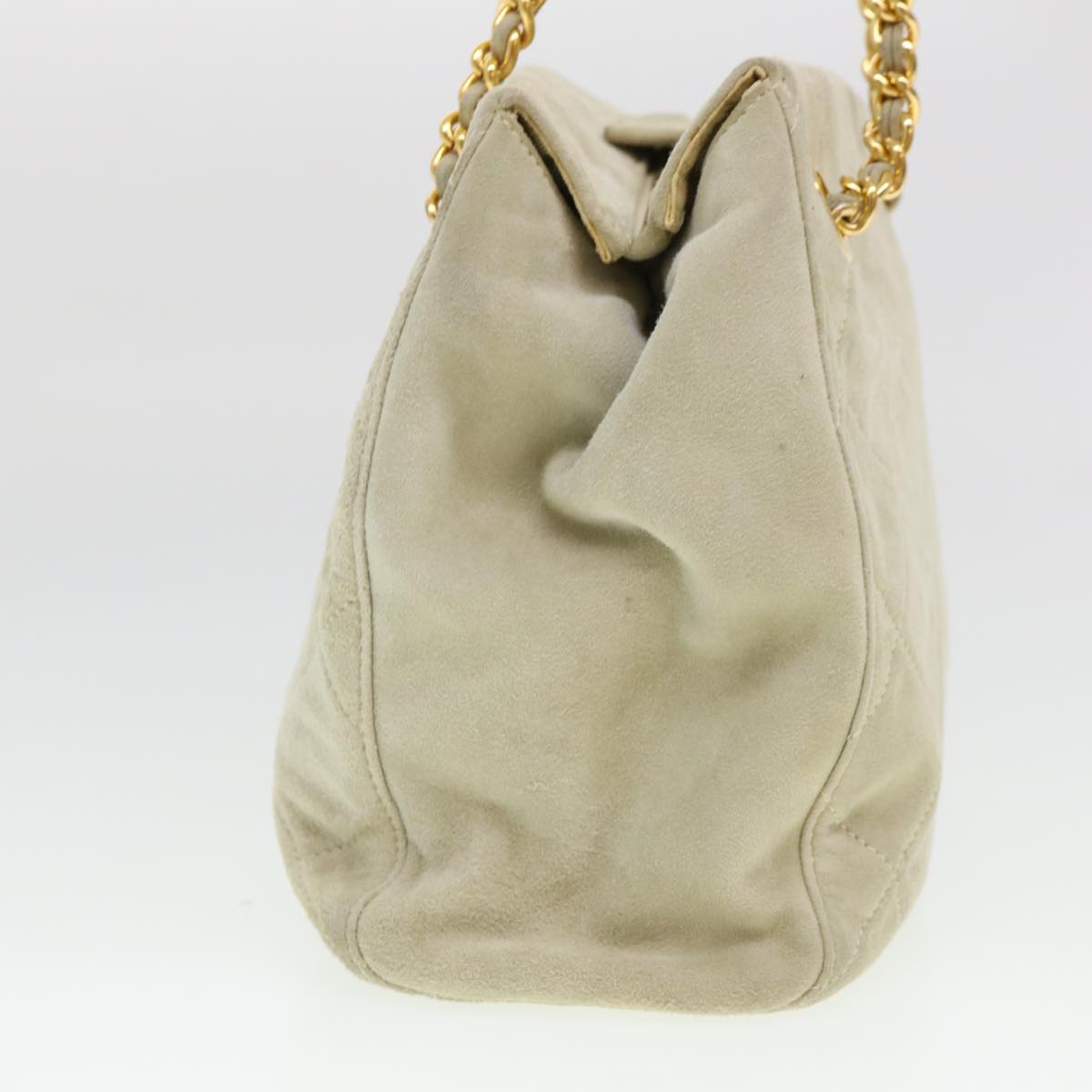 Prada Quilted Chain Shoulder Bag Suede Gray