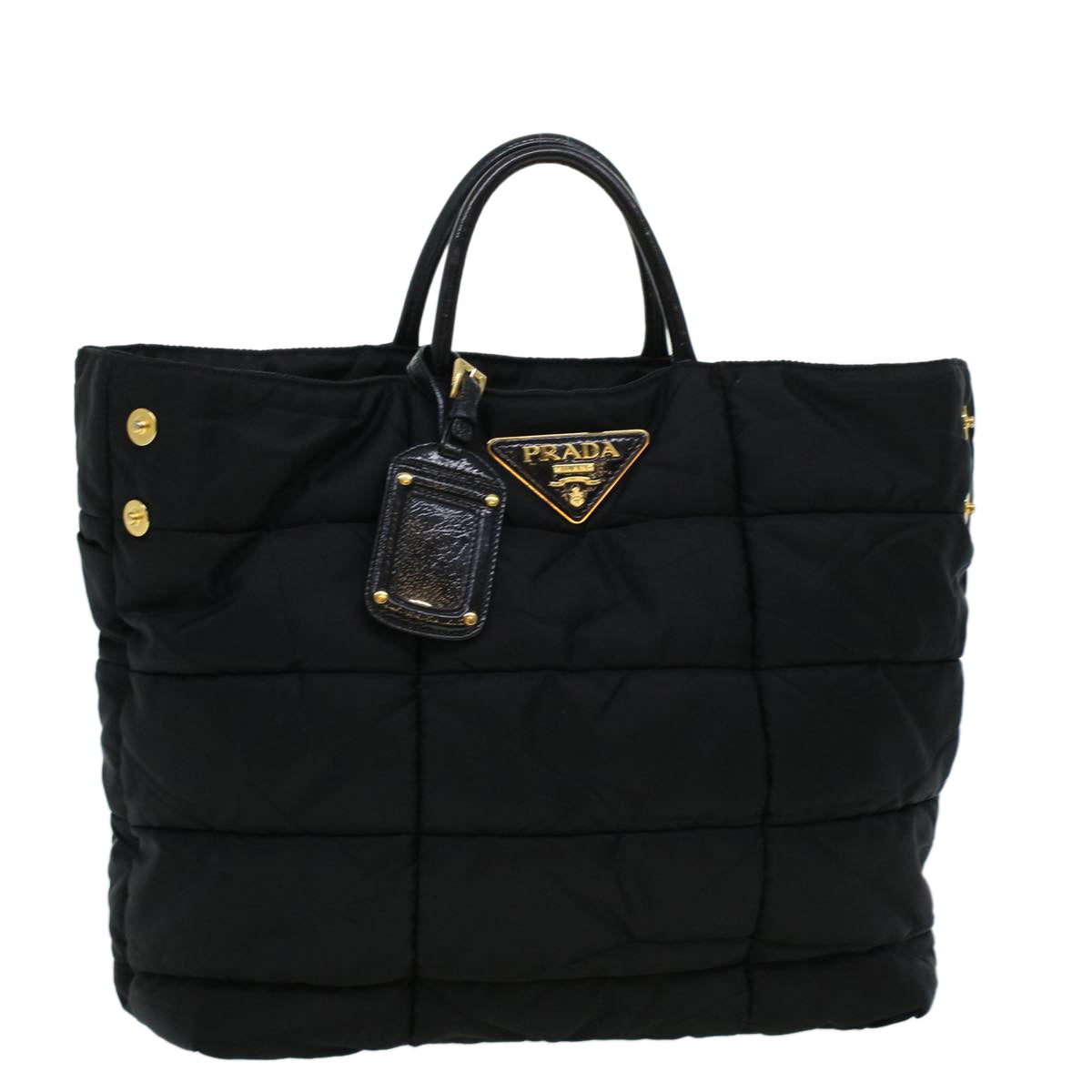PRADA Quilted Hand Bag Nylon Black Auth