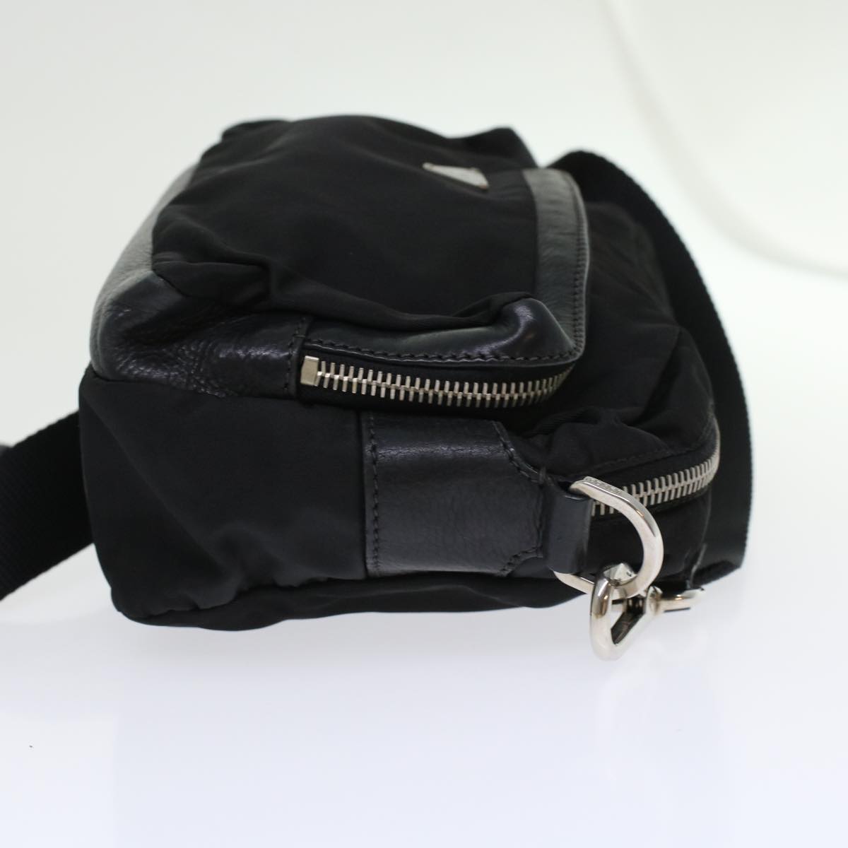 PRADA Shoulder Bag Nylon Leather Black Auth