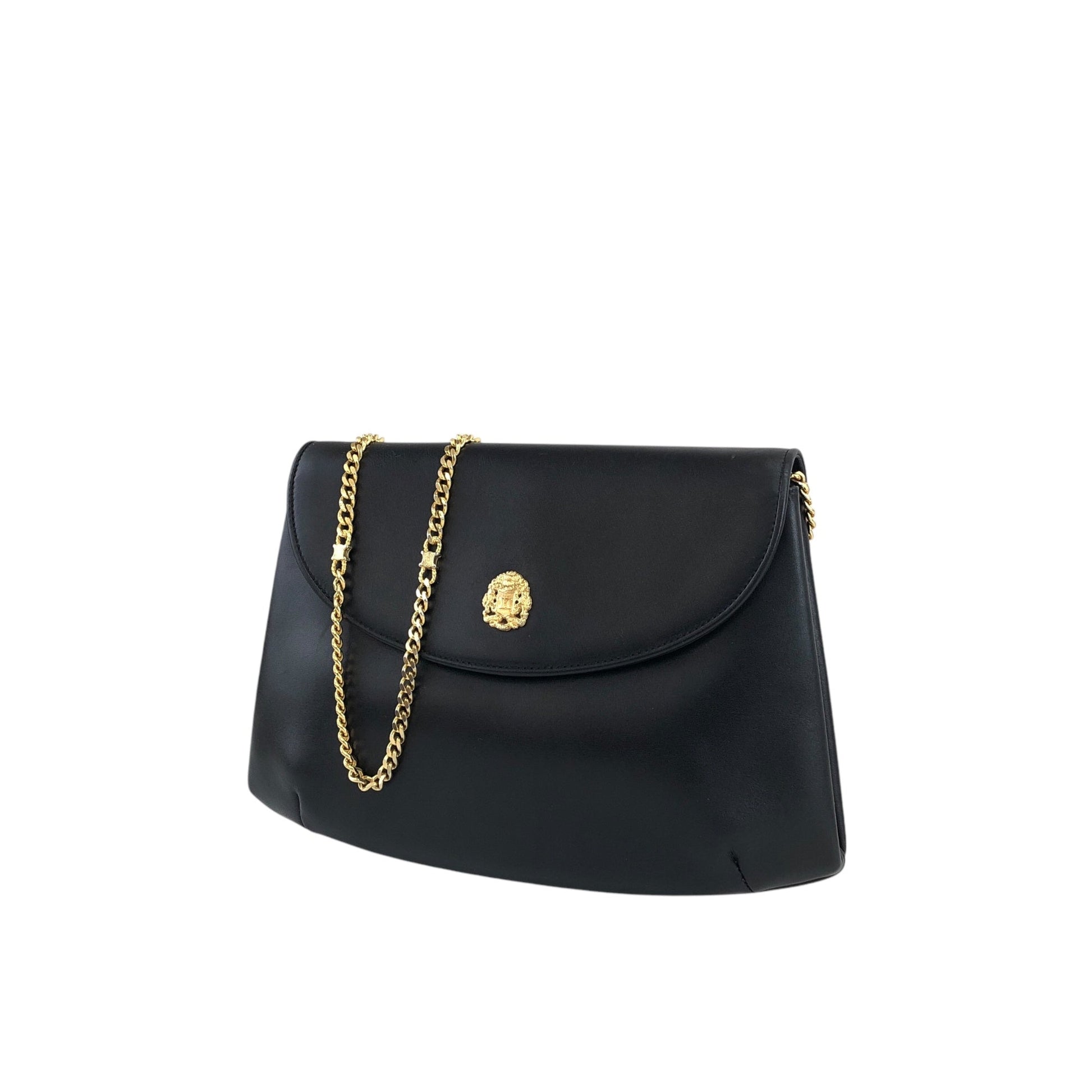 CELINE Emblem Motif Chain Shoulder bag Black hp4pbe