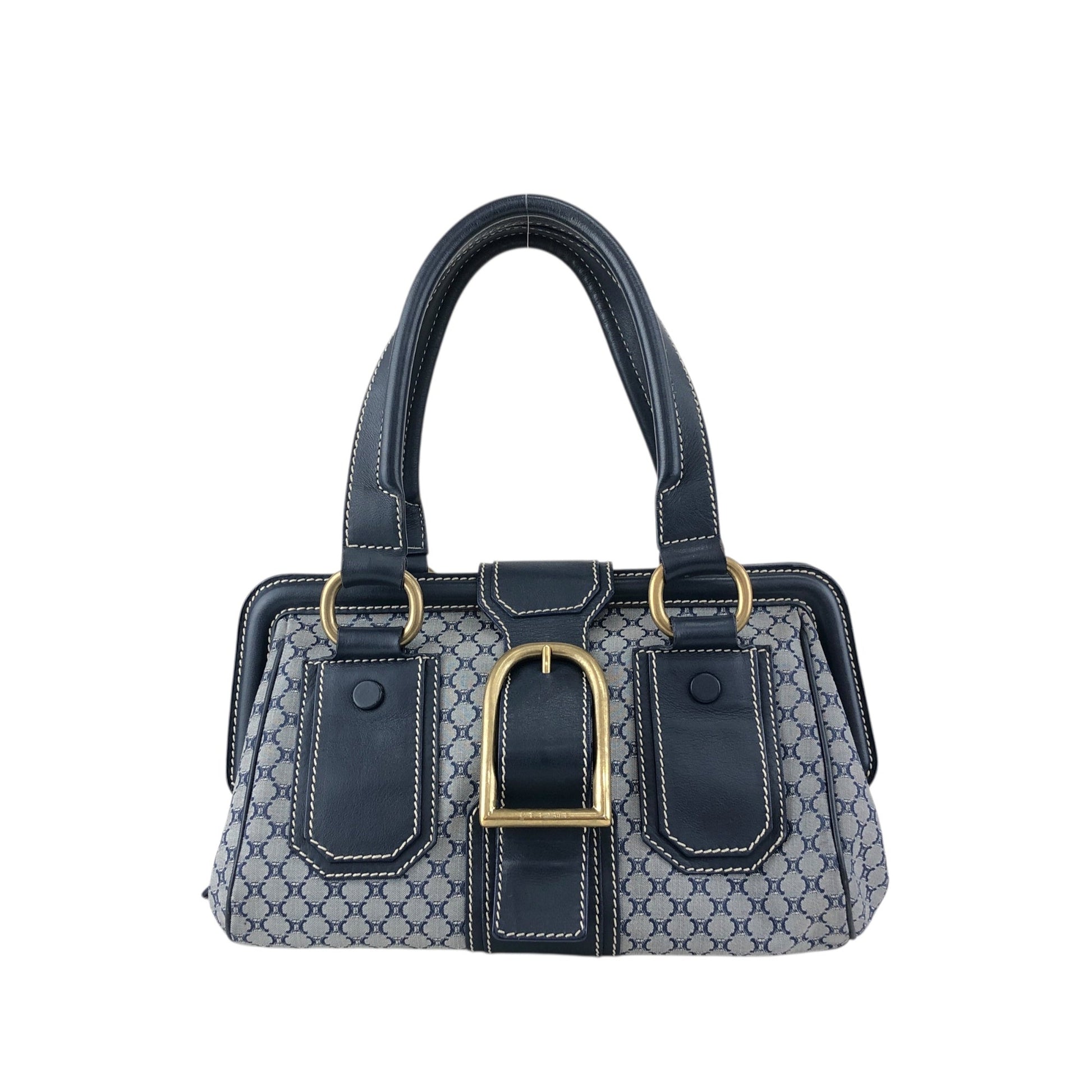CELINE Front Buckle Handbag Navy rk6nfn